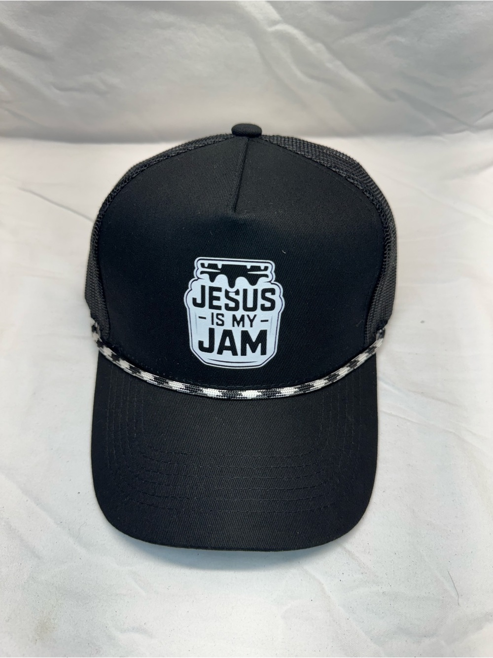 Black 'Jesus Is My Jam' Trucker Hat